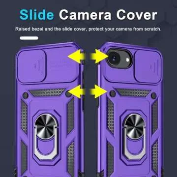 Janmitta iPhone 16e Case with Sliding Camera Cover and Kickstand