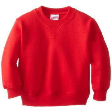 Soffe Little Boys' Crew Sweatshirt, Red, Small