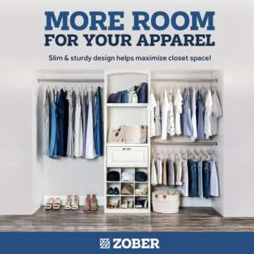 Zober Velvet Hangers 30 Pack - Heavy Duty Ivory Hangers for Coats, Pants & Dress Clothes - Non Slip Clothes Hanger Set - Space Saving Felt Hangers for Clothing