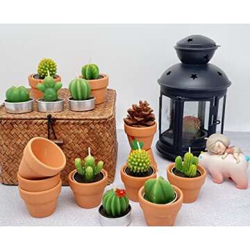 12pcs Cactus Tealight Candles Bridal Shower Gifts Boho Mexican Party Decorations Succulent Candle Mi...