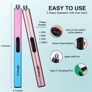 Aneagle Electric Candle Lighter Upgraded USB Type-C Rechargeable Candle Lighter Windproof Flameless ...