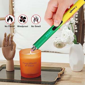 Aneagle Electric Candle Lighter Upgraded USB Type-C Rechargeable Candle Lighter Windproof Flameless Plasma and LED Battery Display Arc Safety Candle Lighter for Candle Grill Camping