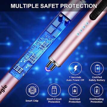 Aneagle Electric Candle Lighter Upgraded USB Type-C Rechargeable Candle Lighter Windproof Flameless Plasma and LED Battery Display Arc Safety Candle Lighter for Candle Grill Camping