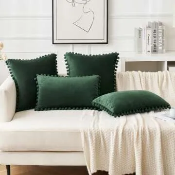 Woaboy Velvet Decorative Pillow Covers with Pom-poms