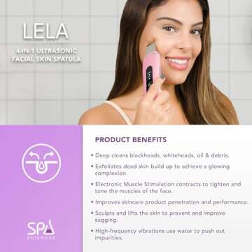 Spa Sciences - LELA - 4-in-1 Facial Spatula for Deep Cleansing, Pore Extraction, Serum Infusion, Ant...
