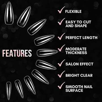 Makartt Stiletto Nail Tips - 500PCS Clear Acrylic Tips