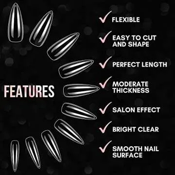 Makartt Stiletto Nail Tips - 500PCS Clear Acrylic Tips