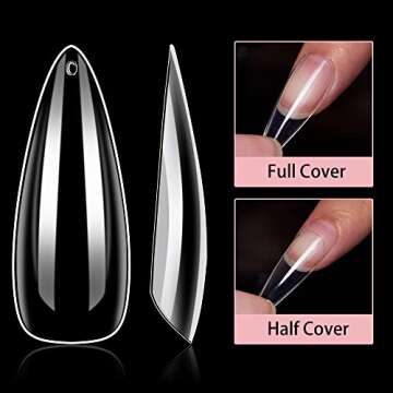 Makartt Stiletto Nail Tips - 500PCS Clear Acrylic Tips