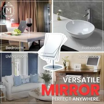 Large Tabletop Face Mirror with Stand - True No Magnification Single Sided Mirror for Retail Store Display Counter, Table Top Vanity & Bathroom Countertop - Frameless Rectangle 9.8" x 7"