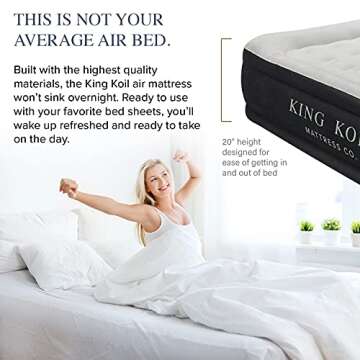 King Koil Premium California King Size Air Mattress with Built-in High-Speed Pump Best for Home, Cam...