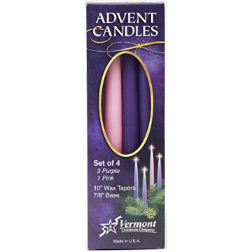 Christmas Advent Candle Set (Set of 4) - Made in The U.S.A. - 10 Inch Wax Taper Candles - 3 Purples ...