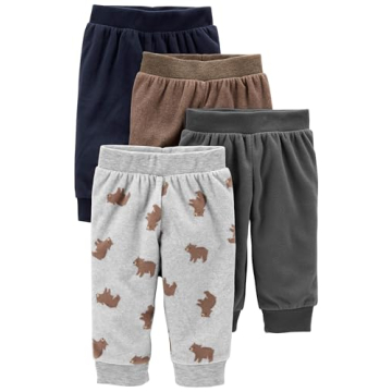 Simple Joys by Carter's Baby Boys 4-Pack Fleece Pants Set, Cute Prints