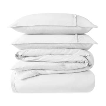 Bare Home 100% Organic Cotton King/California King Duvet Cover Set - Crisp Percale Weave - Lightweig...