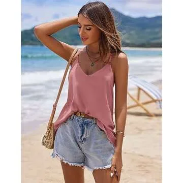 Chic SUNAELIA Chiffon V Neck Tank Top for Women