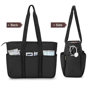 Fasrom Nurse Tote Bag for Work Nurses, Clinical Bag for Nursing Students and Home Health Care Staff, Black (Empty Bag Only)