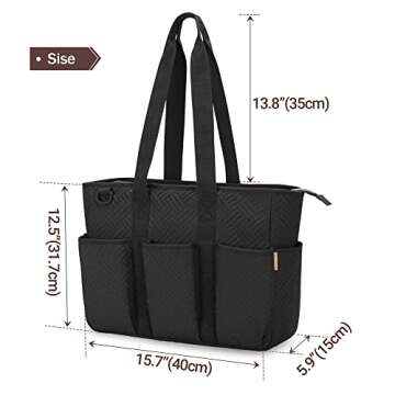 Fasrom Nurse Tote Bag for Work Nurses, Clinical Bag for Nursing Students and Home Health Care Staff, Black (Empty Bag Only)