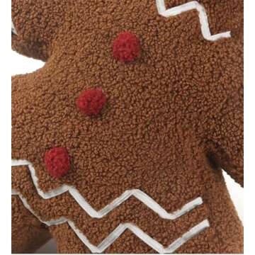 Accents Depot Christmas Decoration Cute Plush Sherpa Gingerbread Girl Cushion Pillow with Filling Soft Comfort Plush Home Decor Pillows