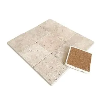 Beige 4'' X 4'' Travertine Stone Coaster Each Piece Unique Natural Stone Drink Spills Coasters Tumbled Stone Set of 4 / Home Decor/Wedding Gift
