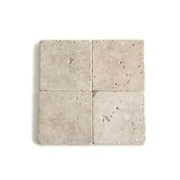 Beige 4'' X 4'' Travertine Stone Coaster Each Piece Unique Natural Stone Drink Spills Coasters Tumbled Stone Set of 4 / Home Decor/Wedding Gift