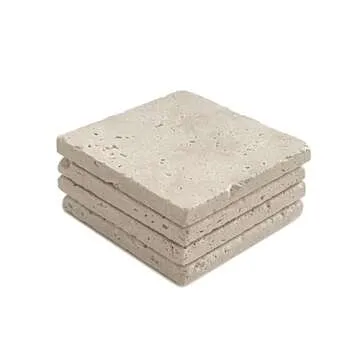 Beige 4'' X 4'' Travertine Stone Coaster Each Piece Unique Natural Stone Drink Spills Coasters Tumbled Stone Set of 4 / Home Decor/Wedding Gift