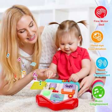 Toys for 1 Year Old Montessori House Busy Board for Toddlers 1-3 Light Up Musical Baby Toys 12-18 Month Sensory Toddler Toys Age 1-2 Fine Motor Skills Toy Xmax Birthday Gift for 1 Year Old Boy Girl