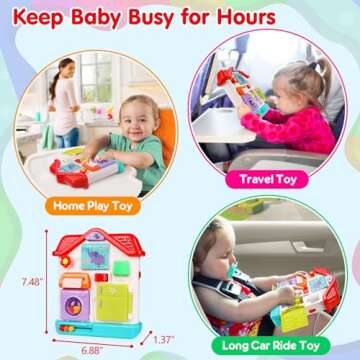 Toys for 1 Year Old Montessori House Busy Board for Toddlers 1-3 Light Up Musical Baby Toys 12-18 Month Sensory Toddler Toys Age 1-2 Fine Motor Skills Toy Xmax Birthday Gift for 1 Year Old Boy Girl