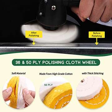 Keadic 8Pcs 4inch Buffing Polishing Wheel Kit Includes Polishing Compounds, Buffer Wheels for Polishing and 1/2" Arbor Hole, Polishing Pad Buffing Wheel Kit, Buffing Wheel for Bench Grinder