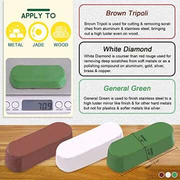 Keadic 8Pcs 4inch Buffing Polishing Wheel Kit Includes Polishing Compounds, Buffer Wheels for Polishing and 1/2" Arbor Hole, Polishing Pad Buffing Wheel Kit, Buffing Wheel for Bench Grinder