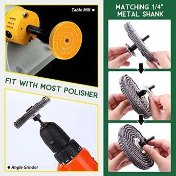 Keadic 8Pcs 4inch Buffing Polishing Wheel Kit Includes Polishing Compounds, Buffer Wheels for Polishing and 1/2" Arbor Hole, Polishing Pad Buffing Wheel Kit, Buffing Wheel for Bench Grinder