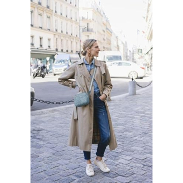 BOSTANTEN Quilted Crossbody Bags for Women Vegan Leather Purses Small Shoulder Handbags with Wide Strap Light Blue