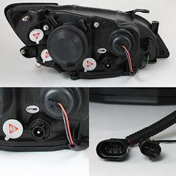 AKKON - For 01-05 Lexus Altzza IS300 Black Bezel Halo Projector DRL Daylight LED Strip Headlights Re...