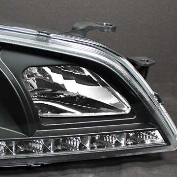 AKKON - For 01-05 Lexus Altzza IS300 Black Bezel Halo Projector DRL Daylight LED Strip Headlights Replacement Pair