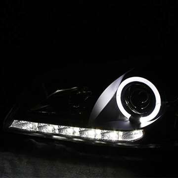 AKKON - For 01-05 Lexus Altzza IS300 Black Bezel Halo Projector DRL Daylight LED Strip Headlights Replacement Pair