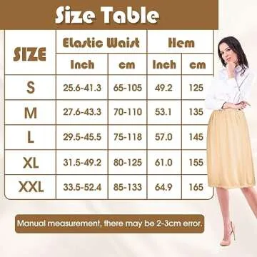 3 Pieces Half Slips for Women 3 Kinds of Length 19, 27, 35 Inch Slip Under Dress Satin Lace Long Skirt (Beige, X-Large)