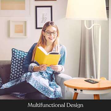 Brightech Owen Table & Lamp Combo with LED Bulb, Desk Lamp with USB Port, Bedside Reading Lamp, Mode...