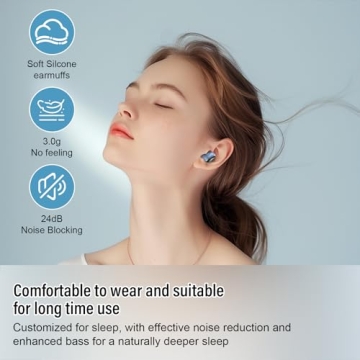 DUSONLAP Sleep Earbuds Bluetooth 5.4 in Ear Light-Weight Headphones, Mini Sleep Headphones Small Design for Side Sleepers, 47H Playtime with Charging Case, Clear Calls Earphones, Blue