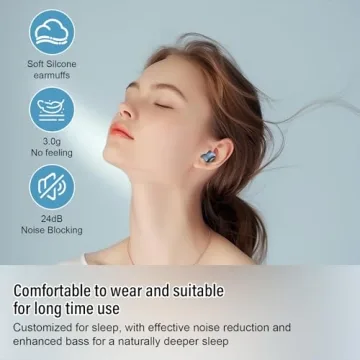 DUSONLAP Sleep Earbuds Bluetooth 5.4 in Ear Light-Weight Headphones, Mini Sleep Headphones Small Design for Side Sleepers, 47H Playtime with Charging Case, Clear Calls Earphones, Blue