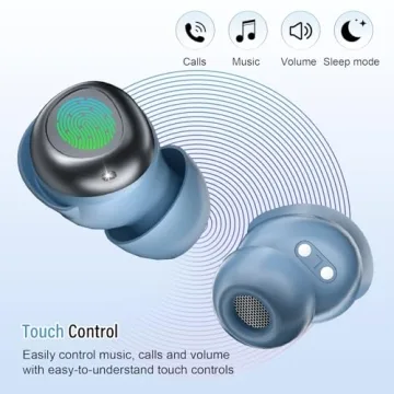 DUSONLAP Sleep Earbuds Bluetooth 5.4 in Ear Light-Weight Headphones, Mini Sleep Headphones Small Design for Side Sleepers, 47H Playtime with Charging Case, Clear Calls Earphones, Blue