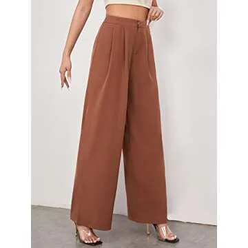 Floerns Women's High Waisted Palazzo Pants in Rust Brown