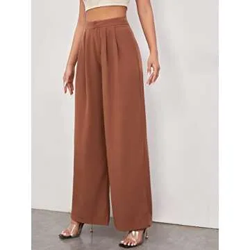 Floerns Women's High Waisted Palazzo Pants in Rust Brown
