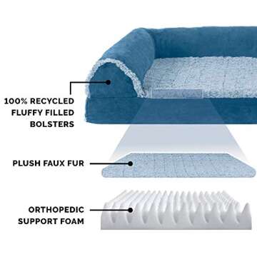 Furhaven Orthopedic Dog Bed for Large Dogs - Marine Blue