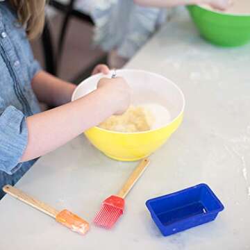 Pop Kid's 30-Piece Real Nonstick Baking and Cooking Bakeware Set with Silicone Cupcake Molds, Spatula, Whisk, Rolling Pin, Cake Pan for Learning Real Cooking and Baking tools, Child Gift