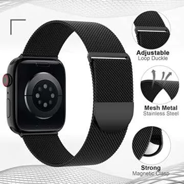 ZALAVER Metal Band Compatible with Apple Watch Bands 38mm 40mm 41mm 42mm 46mm 44mm 45mm 49mm Women Men,Adjustable Magnetic Stainless Steel Mesh Strap for iWatch Ultra/Ultra 2,Series 10 9 8 7 6 5 4 3 2 1 SE
