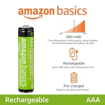 Amazon Basics 12-Pack Rechargeable AAA NiMH Batteries