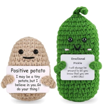 Cute Funny Emotional Crochet Cucumber Doll for Room Decor