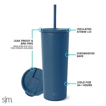 Simple Modern Insulated Tumbler with Lid and Straw | 24oz Travel Mug for Hot & Cold Beverages
