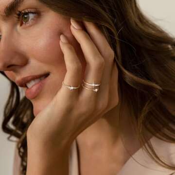 Moodear Non Tarnish 3PCS Thumb Rings Set Size 7 - Dainty Thin 14K Gold Plated Stackable Cubic Zirconia Ring Sets for Women Trendy Jewelry