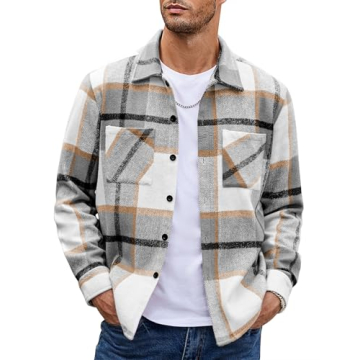 COOFANDY Mens Flannel Shirt Long Sleeve Shirts for Men Casual Plaid Shirt