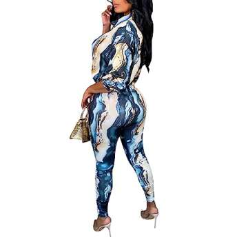 YouSexy 2 Piece Legging Pant Sets for Women Floral Print Long Sleeve Crop Top and Bodycon Pants Trac...