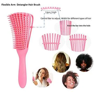 5 Pcs Pink Hair Brush Travel Set for Curly Hair Detangling Brush Set,Circle Vented Hair Brush,Hair Towel Wrap,Hair Scalp Massager Shampoo Brush with a Clear Toiletry Bag Hairbrushes and Combo Set